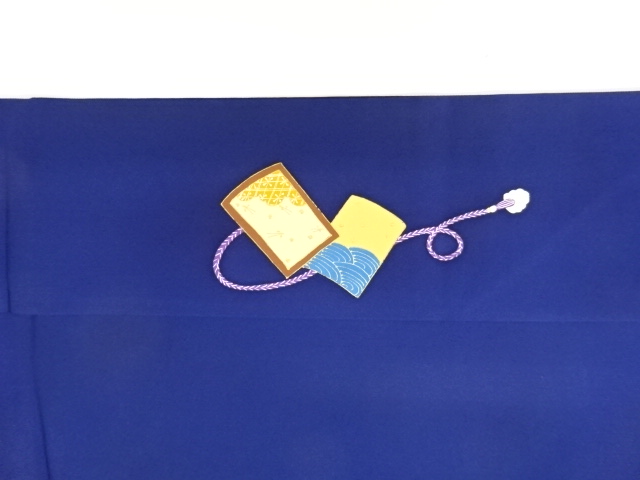  塩瀬金彩手描き玉手箱に青海波・唐草・菊模様名古屋帯